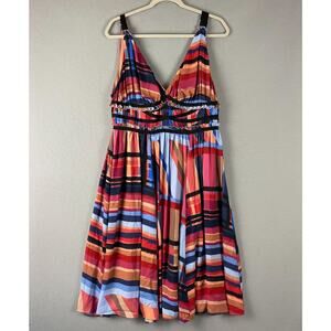 Catherine Malandrino Marlieke Printed Dress Womens 12 Midi Colorful Coquette NEW